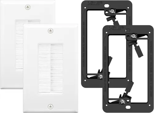 Vista 10 de VCE Placa de pared de cepillo con soporte, inserto de paso de cable, cubierta de pared decorativa de una sola banda para cables de bajo voltaje