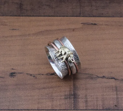 Vista 41 de Boho Spinner Ring, Mothers Day Gift, Silver 925 Women Ring, Sterling Silver 925 Ring, Fidget Spinner Ring,Women Silver Anxiety Ring
