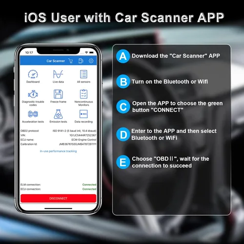 Vista 6 de Explorador OBD2 Bluetooth SinoTrack, herramienta de escaneo de diagnóstico para auto, lector de código inalámbrico, luz de control del motor