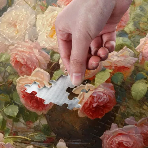 Vista 4 de Flower Vintage Jigsaw Puzzles 500 Pieces for Adults with Mesh Storage Bag 2011409