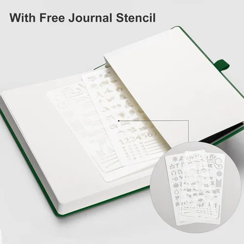 Vista 4 de EMSHOI Cuaderno de diario punteado, 320 páginas, tamaño A5 pequeño de 5.75 x 8.38 pulgadas, tapa dura de piel sintética, papel grueso de 3.53 oz/m²