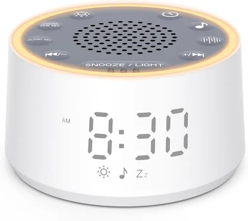 Vista 10 de Dreamegg Máquina de Sonido para Dormir - Máquina de Sonido de Ruido Blanco D1 Nova para Bebé y Adulto con Reloj Despertador, Sonidos Relajantes