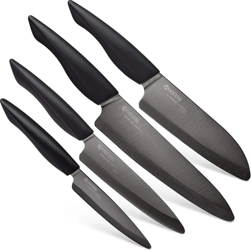 Vista 10 de Kyocera Innovation Series - Cuchillo de corte de cerámica de 5 pulgadas, con mango ergonómico suave al tacto, hoja negra, mango negro