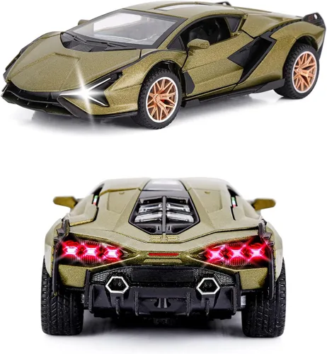 Vista 3 de SASBSC Coches de juguete Lamb para niños Sian Modelo de coche de metal fundido a presión con luz y sonido Fkp3 Coche de juguete tirando hacia atrás