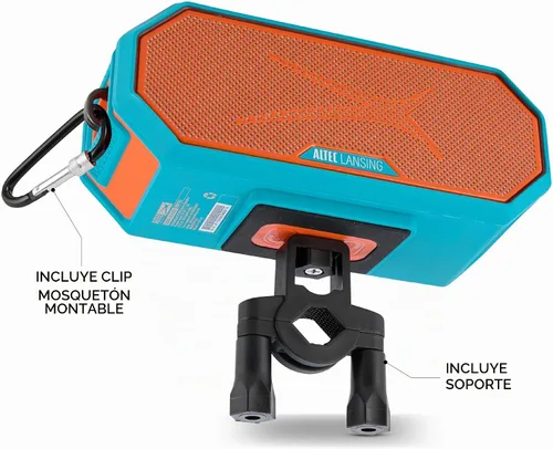 Vista 5 de Altec Lansing - Altavoz Bluetooth HydraBlast 2.0 IP67 impermeable de 20 W rojo/turquesa
