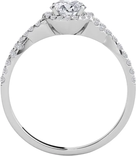 Vista 3 de MauliJewels Engagement Rings Women 0.50 Carat Halo Diamond Engagement Ring 4-prong14K Solid Gold
