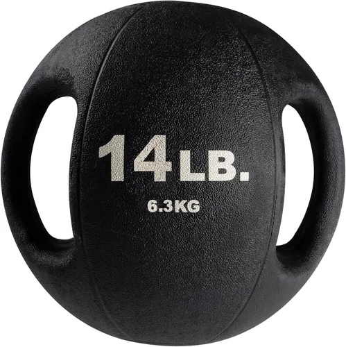 Vista 7 de Body-Solid Pelotas medicinales de ejercicio resistentes con asas dobles, pelota medicinal de agarre de goma antideslizante duradera
