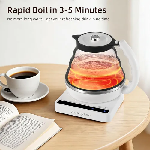 Vista 4 de Hervidor eléctrico de viaje de silicona de grado alimenticio con control de temperatura, 0. 55L (negro)