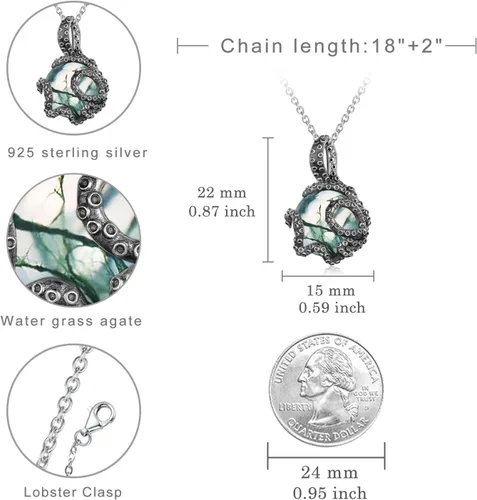 Vista 6 de TYSO Collar de pulpo para mujer, plata de ley 925 con colgante de pulpo, collar con colgante de pulpo, joyería de animales marinos, regalos