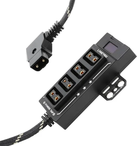 Vista 6 de Divisor de grifo de alimentación OLED P-Tap D-Tap de metal OLED con pantalla de voltaje y vatios, aleación de aluminio con roscas de tornillo