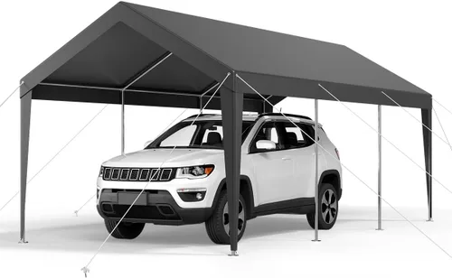 Vista 136 de VEVOR Cobertizo Tienda de Almacenamiento Exterior Portátil Resistente de 6 x 8 x 7 pies, Refugio de Cochera Garaje Impermeable con Puerta Enrollable