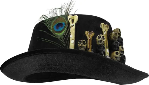Vista 2 de Nicky Bigs Novedades Voodoo Top Hat, accesorios góticos negros para disfraz