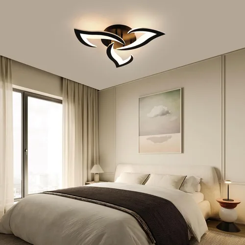 Vista 8 de DELIPOP Lámpara de techo moderna, lámpara de techo regulable de 21 W, control remoto, 3 luces de flores LED para comedor, dormitorio, comedor, cocina