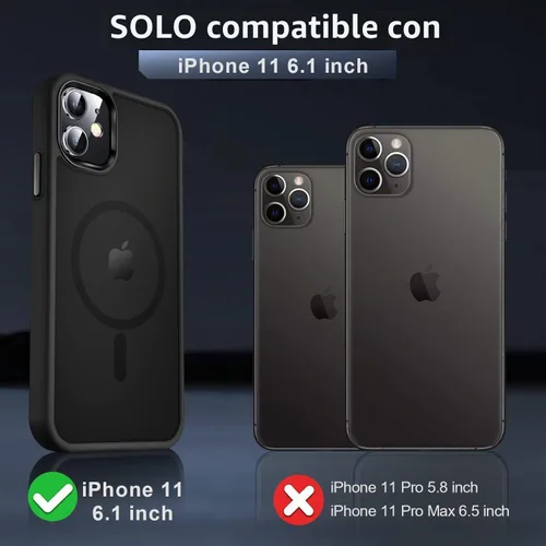 Vista 7 de MOCCA Funda magnética a prueba de golpes para iPhone 11, color negro A-Negro