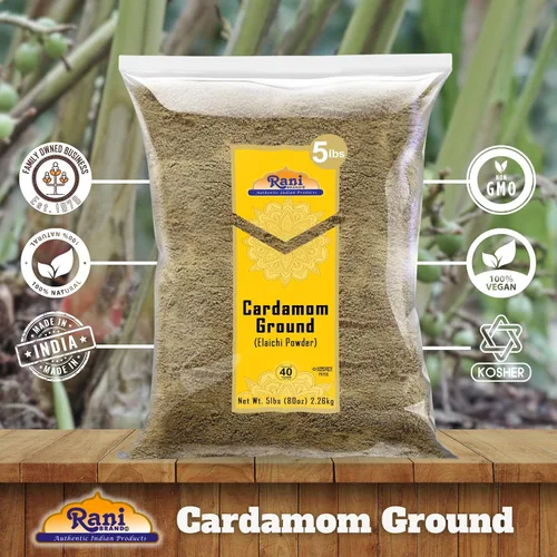 Vista 5 de Rani Cardamomo (Elachi) Molido, especia india en polvo, 80 onzas (5 libras) 5.0 lbs a granel ~ Todo natural Sin color añadido Apto para gluten