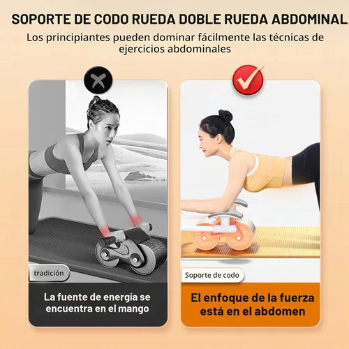 Vista 3 de Uota Rueda abdominal de rebote automático con soporte para codo,Rodillo abdominal para máquina de ejercicio abdominal,Equipo de entrenamiento