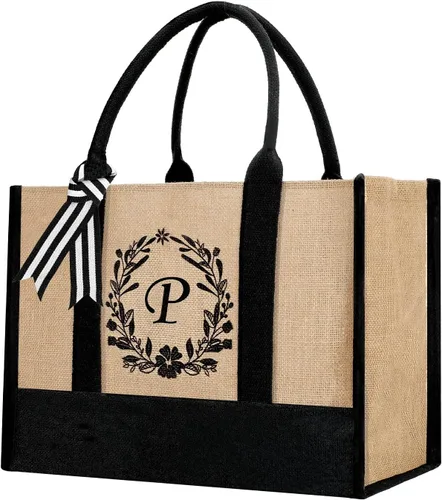 Vista 8 de Bolsa de mano personalizada de yute para mujeres, regalos para el día de la madre, regalo de Navidad de cumpleaños para mujeres y amigas