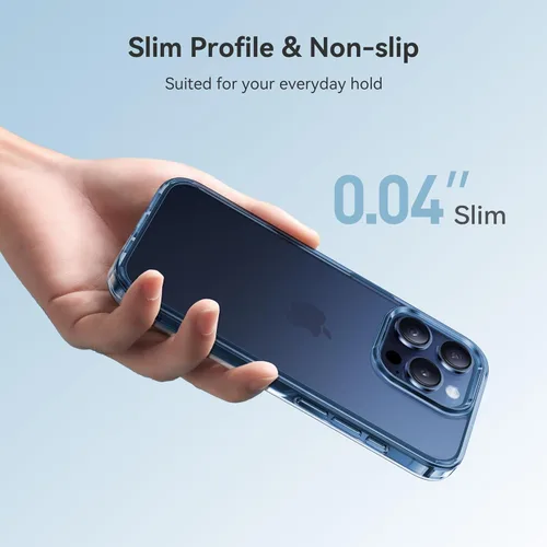 Vista 5 de CASEKOO Funda azul para iPhone 15 Pro Max, tecnología nunca amarilla, protección de grado militar de 10 pies, funda delgada transparente