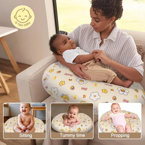 Vista 2 de x-vesolje Almohada de lactancia para bebés para lactancia, almohada ajustable para alimentación con biberón, almohada de apoyo de lactancia