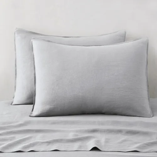 Vista 12 de ATLINIA Juego de 2 fundas de almohada 100% lino, tamaño europeo de 26 x 26 pulgadas, fundas de almohada de lino, color gris oscuro