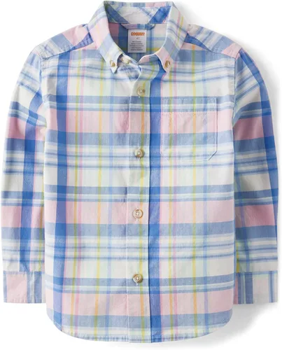 Vista 24 de Gymboree Camisa de manga larga con botones para niños y niños pequeños Rojo