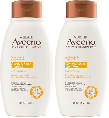 Vista 7 de Champú aclarante de vinagre de sidra de manzana Aveeno, mejora el brillo, 12 fl oz