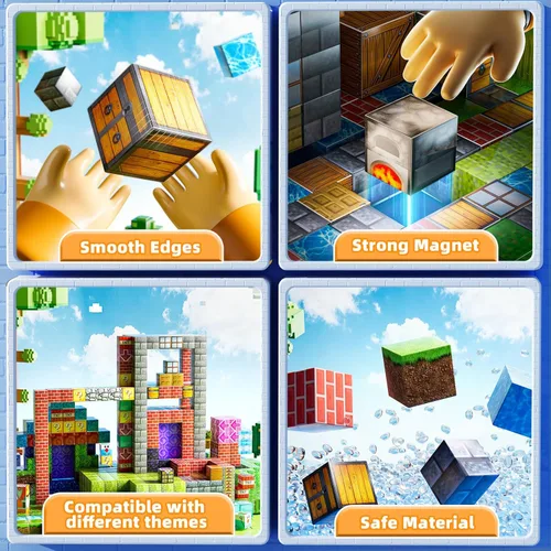 Vista 4 de Bloques Magnéticos de Juguete para Niños, 110 PCS Bloques de Construcción Magnéticos, Juguete de Apilamiento Sensorial STEM Montessori para Niños