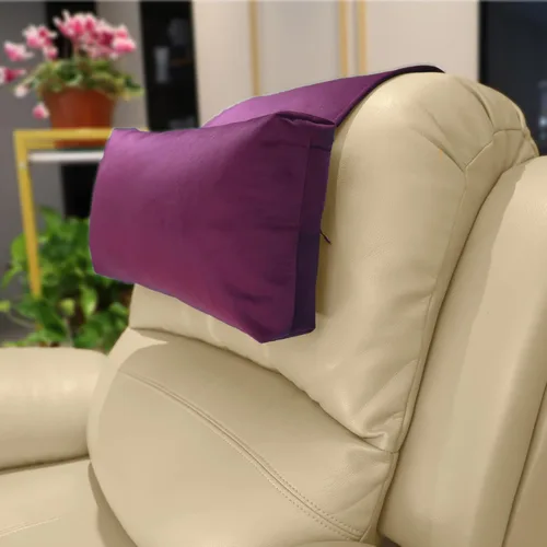 Vista 24 de Almohada antideslizante para la cabeza para reclinables - Cojín de apoyo para el cuello con cubierta de terciopelo para alivio del dolor en el Beige
