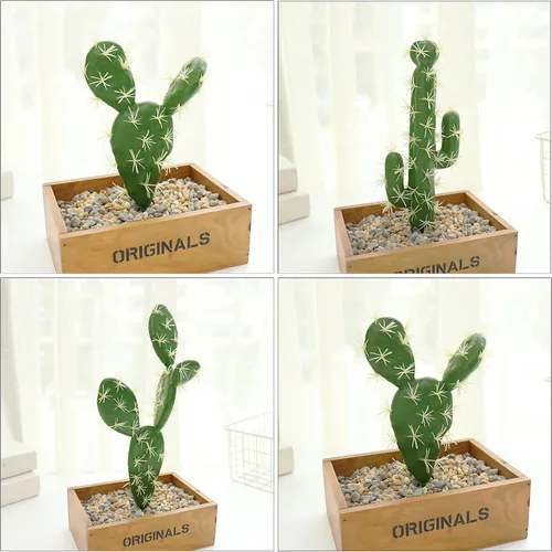 Vista 2 de Woohome 9 piezas de suculentas artificiales y plantas de cactus, decoración de cactus artificiales para decoración