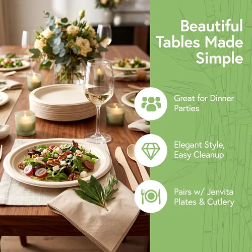 Vista 4 de Servilletas compostables 100% bambú (paquete de 50) Servilletas resistentes para almuerzo, cena, eventos, ocasiones y entretenimiento, ecológicas