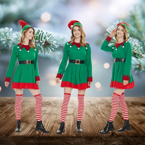 Vista 2 de Elf Costume for Women, Deluxe Christmas Costumes for Women Adult, Women Elf Costume Set for Christmas