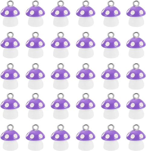 Vista 9 de PATIKIL 30 piezas de dije de hongo, mini dije de hongo, resina a granel, lindo para hacer joyas, pulseras, aretes, collares