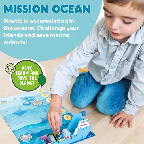 Vista 2 de Mission Ocean - Un juego de mesa familiar sobre la conservación del océano - Juegos preescolares divertidos y educativos para niños y niñas