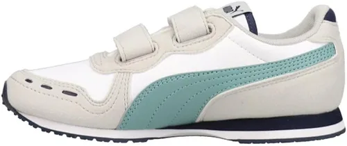 Vista 3 de PUMA Tenis de piel sintética con para niños y niños (niños pequeños), blanco/azul (White/Mineral Blue), 2,5 niño pequeño