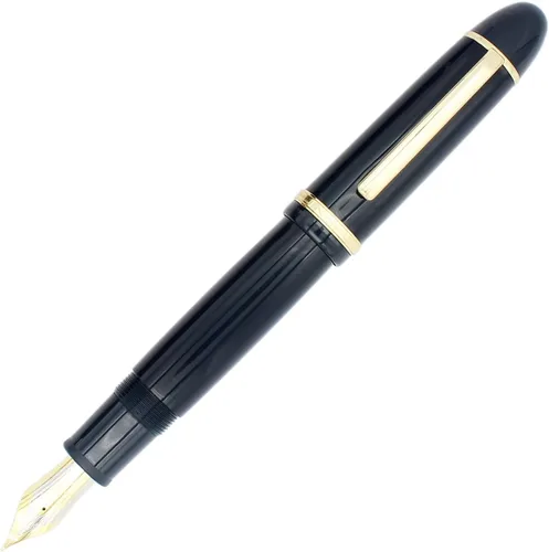 Vista 9 de Gullor Pluma estilográfica de punta fina X159, bolígrafo acrílico de gran tamaño con borde dorado, caja de regalo, color negro