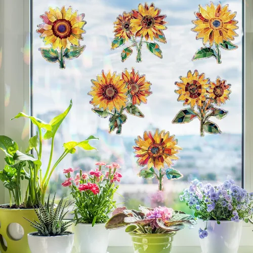 Vista 6 de 20 piezas de calcomanías para ventanas contra golpes de pájaros, calcomanías anticolisión para ventanas, calcomanías de ventana con reflejos de arco
