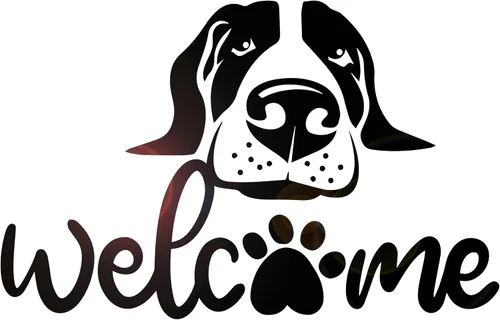 Vista 6 de Calcomanía de vinilo de bienvenida para pared, decoración divertida de perro para tienda de mascotas, mural (k152) negro