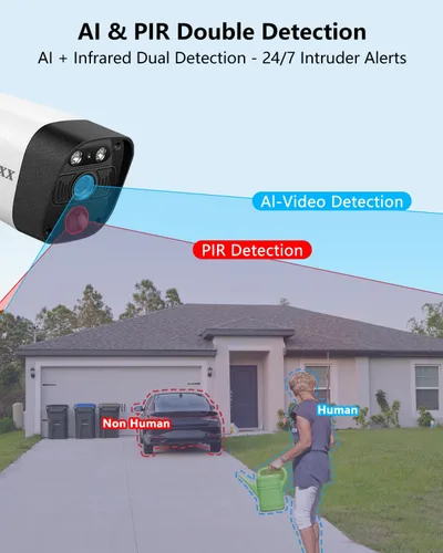 Vista 6 de (5.5MP y audio de 2 vías) Detección PIR 3K 1944P Antenas duales mejoran WiFi Sistema de cámara inalámbrica de seguridad para el hogar