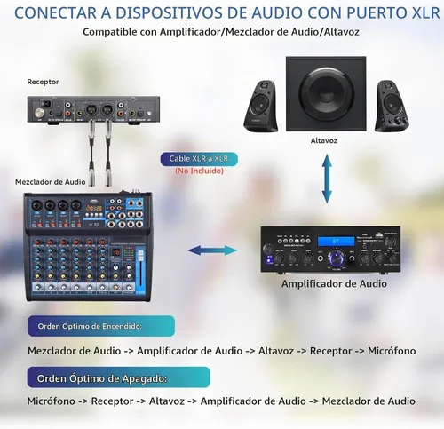 Vista 9 de Pro - Sistema de micrófono inalámbrico de 4 canales recargable y preefector, micrófonos inalámbricos de mano de metal UHF con pantalla LCD, corte