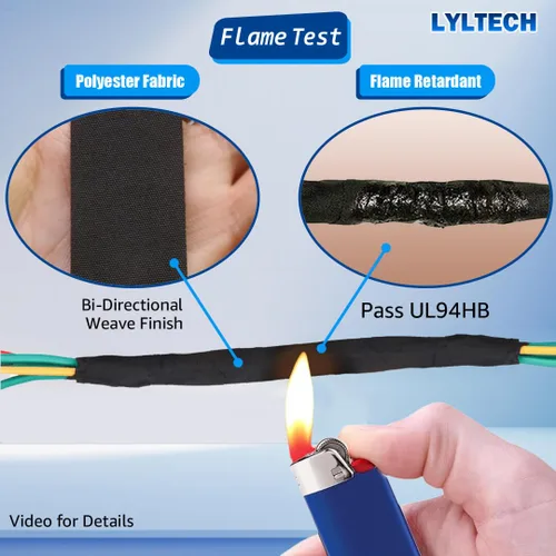 Vista 11 de Cinta eléctrica Lyltech color negro de 66 pies x 3/4 pulgadas x 0.07 milésimas de pulgada, y 600 voltios con certificación UL/CSA. Impermeable