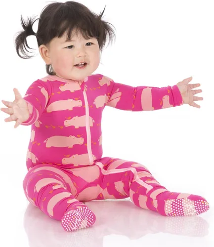 Vista 17 de KicKee Print Footies with Zipper, Super Soft One-Piece Jammies, Sleepwear for Babies and Kids Resumen Prismático Primavera