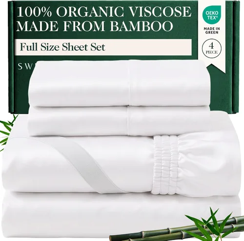 Vista 16 de Juego de sábanas de bambú viscosa 100% cultivada orgánicamente, 3 piezas, marfil Marfil (100% viscosa orgánica hecha de bambú)