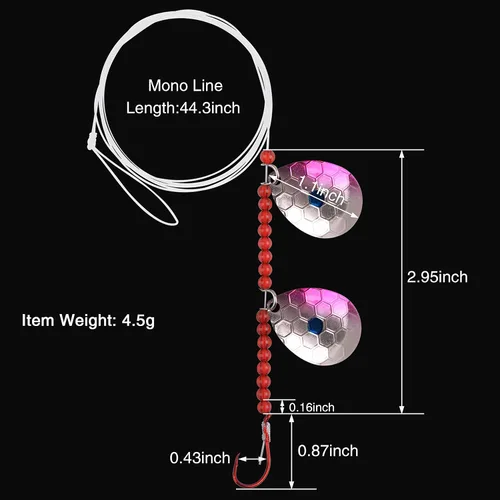 Vista 4 de OROOTL Walleye Rigs Kit, 6pcs Walleye Fishing Lures Crawler Harness Colorado Spinner Blade Pre-Rigged Live Bait Rigs Spinnerbaits Freshwater