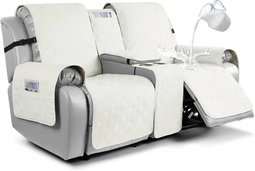 Vista 27 de VANSOFY Funda para Sofá de Dos Plazas Reclinable con Consola 100% Impermeable Fundas de Sofá Antideslizantes Funda de Sofá Reclinable Dividida Azuree