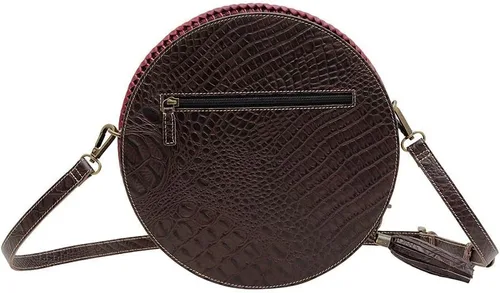 Vista 3 de Myra Bag Bolso redondo de cuero occidental para mujer - Bolso cruzado de hombro