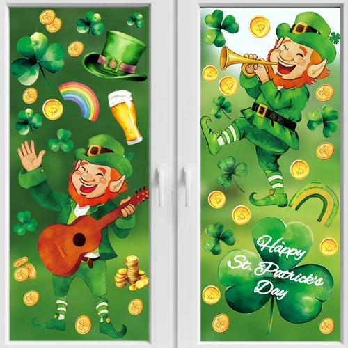 Vista 9 de 72 piezas de calcomanías de Navidad para ventanas de vidrio, calcomanías de copo de nieve de doble cara para ventanas de Navidad, calcomanías