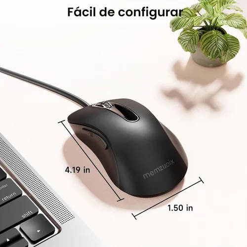 Vista 6 de memzuoix Ratón con Cable, Ratón USB para Computadora 1400 DPI Ratón Óptico Móvil Diseño Ergonómico Ratones para Computadora con Cable de 5 Pies