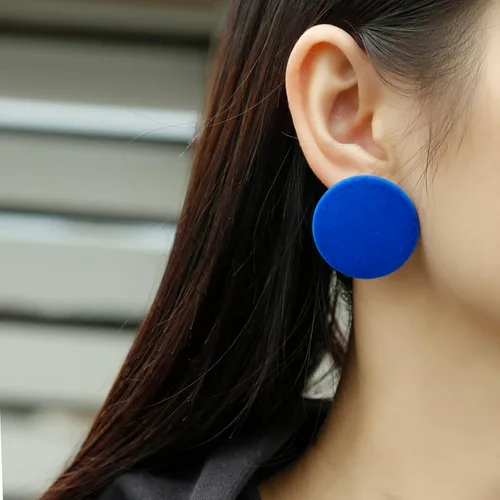 Vista 2 de Aretes de botón, aretes redondos grandes de acrílico para mujer