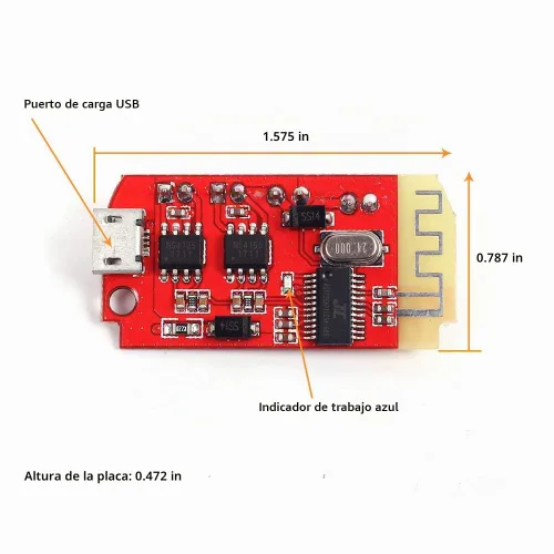 Vista 3 de Placa amplificador de audio, Icstation - Módulo amplificador de audio estéreo compatible 2x5W BT 5.0 Mini placa amplificador 3.7V 5V 5V