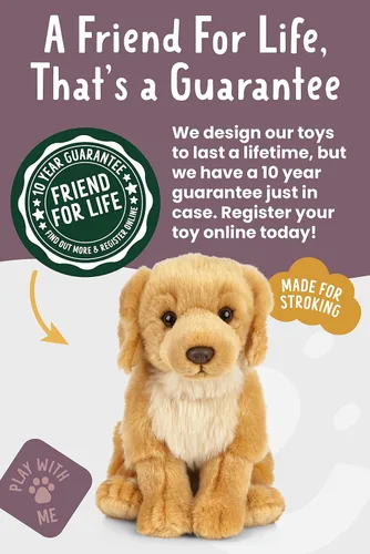 Vista 6 de Living Nature Golden Retriever - Animal de peluche Animal de perro esponjoso Juguete suave para niños 8 pulgadas